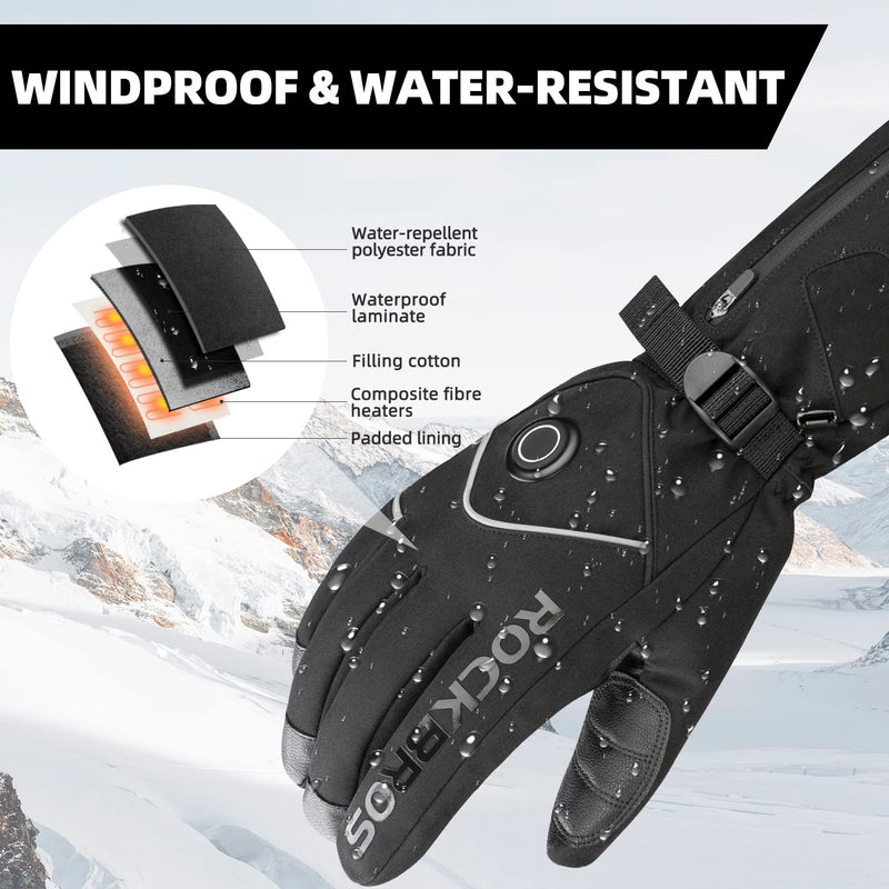 Load image into Gallery viewer, ROCKBROS Heated Gloves, Rechargeable Winter Touchscreen Gloves for Cycling, Skiing, Motorcycling
