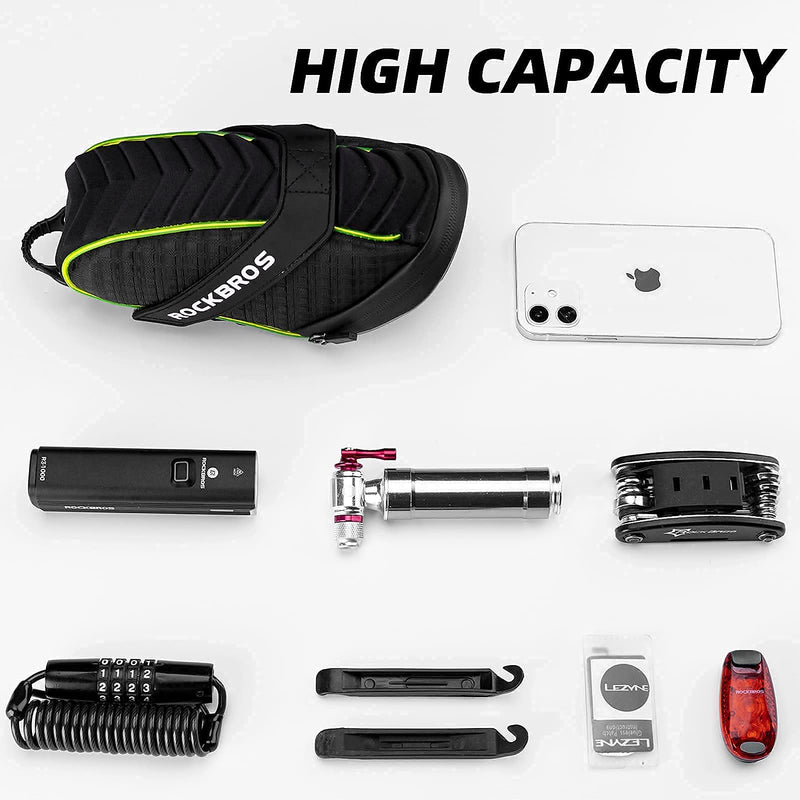 Load image into Gallery viewer, ROCKBROS Bike Seat Bag with LED Light, Waterproof, 3D Shell, and Rain Cover
