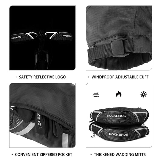 ROCKBROS Winter Handlebar Mittens - Extreme Cold Weather MTB Fat Bike Pogies