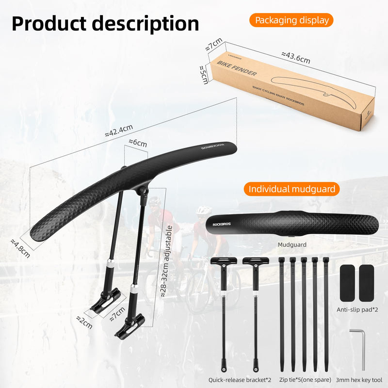 Load image into Gallery viewer, ROCKBROS Adjustable Bike Fenders Set for Road Bikes Easy Install
