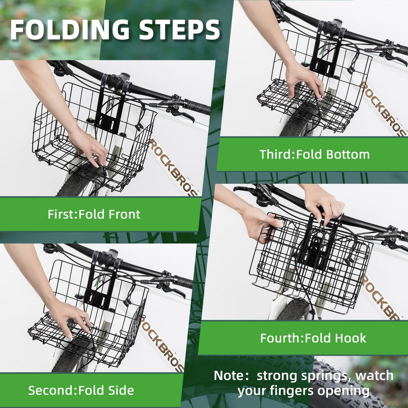Load image into Gallery viewer, ROCKBROS Sturdy Folding Bike Basket Easy Install for Scooter, Mountain Bike Beach Cruiser
