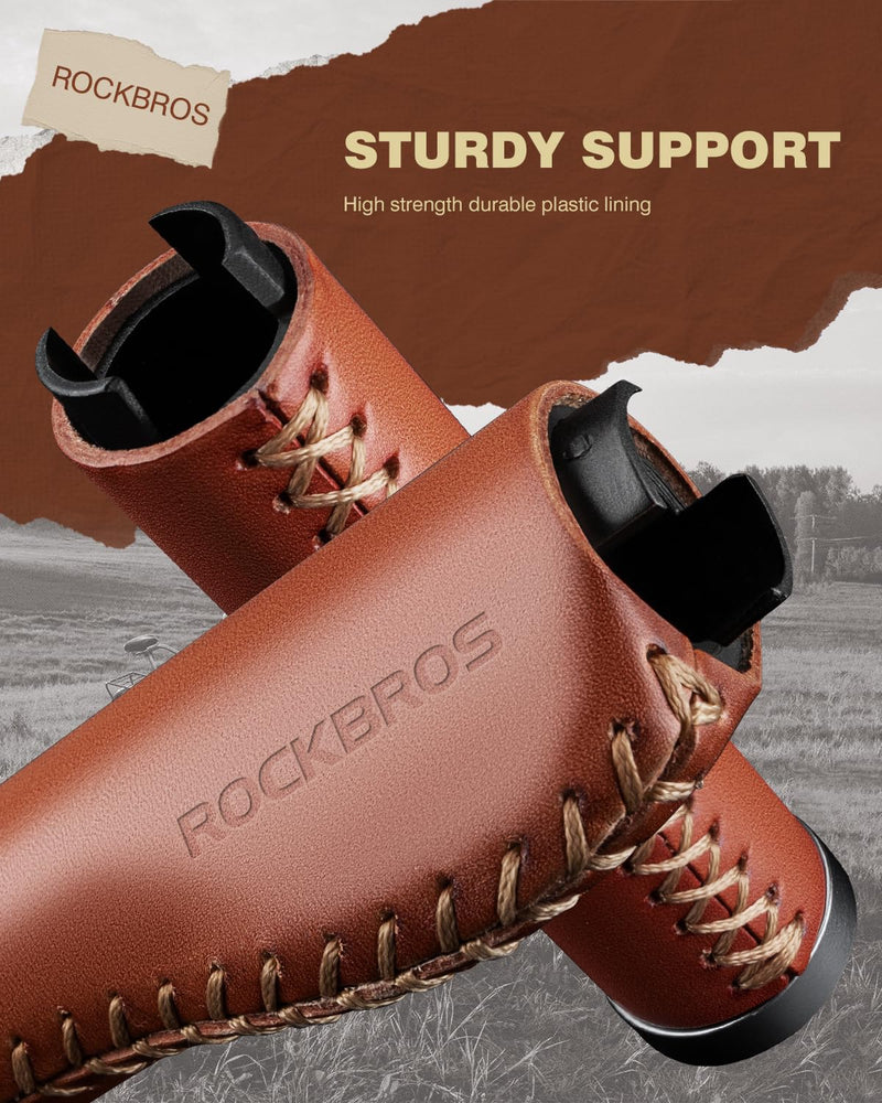 Load image into Gallery viewer, ROCKBROS Leather Vintage Mountain Bike Folding Bike Handlebar Grips 22.2mm
