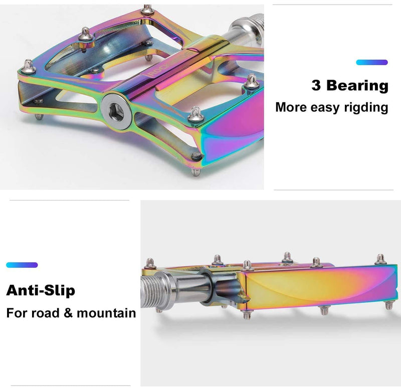 Load image into Gallery viewer, ROCKBROS Colorful MTB Bike Pedals Durable Aluminum Anti-Skid 3 Bearings 9/16" Platform
