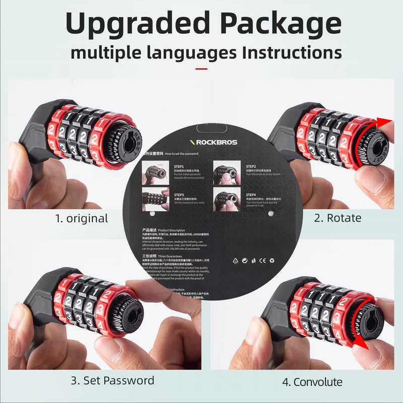 Load image into Gallery viewer, ROCKBROS 5-Digit Bike Lock Cable 70 Inch Combination Lock (5.9ft)
