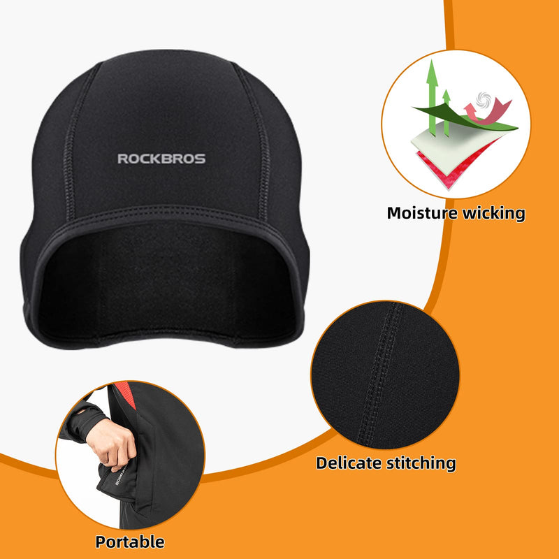 Load image into Gallery viewer, ROCKBROS Skull Cap Men's Winter Cycling Cap Windproof Warm Fleece Thermal Hat Helmet Liner Caps Black for Hiking Skiing Riding
