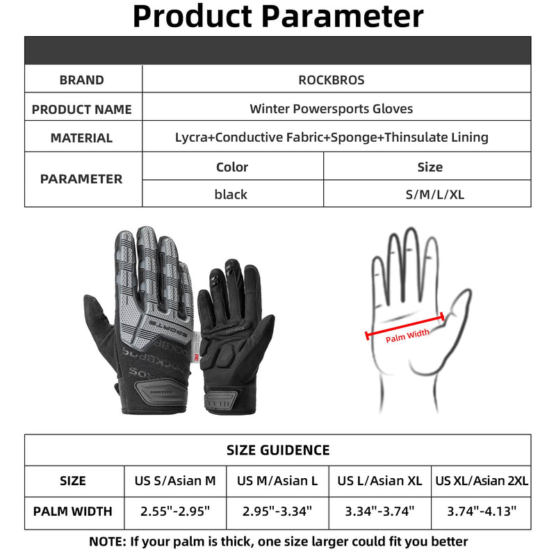 Load image into Gallery viewer, ROCKBROS Winter Touchscreen Motorcycle Gloves with Palm Padding &amp; Knuckle Protection
