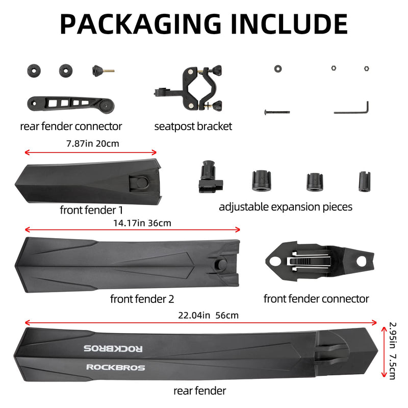 Load image into Gallery viewer, ROCKBROS Adjustable MTB Mud Guards Front &amp; Rear Splash Guard
