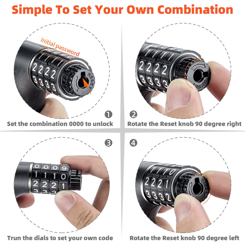 Load image into Gallery viewer, ROCKBROS 3.2FT Heavy Duty Bike Chain Lock Anti-Theft Security Lock Resettable Combination 2 Keys
