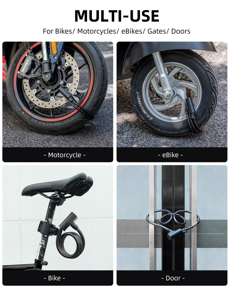Load image into Gallery viewer, ROCKRBOS Bike Cable Lock with Key, ABS Lock Shell, 2 Keys &amp; 1 Mount Bracket
