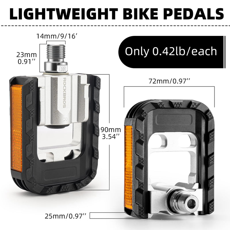Load image into Gallery viewer, ROCKBROS Aluminum Alloy Foldable Bike Pedals 9/16 with Lightweight Reflective Strips Non-Slip
