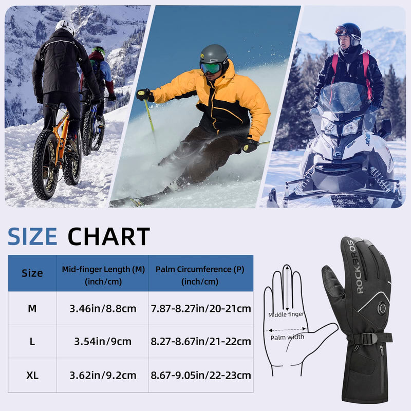 Load image into Gallery viewer, ROCKBROS Heated Gloves, Rechargeable Winter Touchscreen Gloves for Cycling, Skiing, Motorcycling
