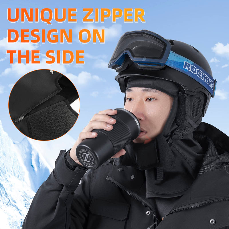 Load image into Gallery viewer, ROCKBROS Balaclava Ski Mask with Zipper Waterproof Winter Fleece Hood Black
