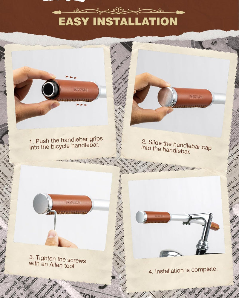 Load image into Gallery viewer, ROCKBROS Leather Vintage Mountain Bike Folding Bike Handlebar Grips 22.2mm

