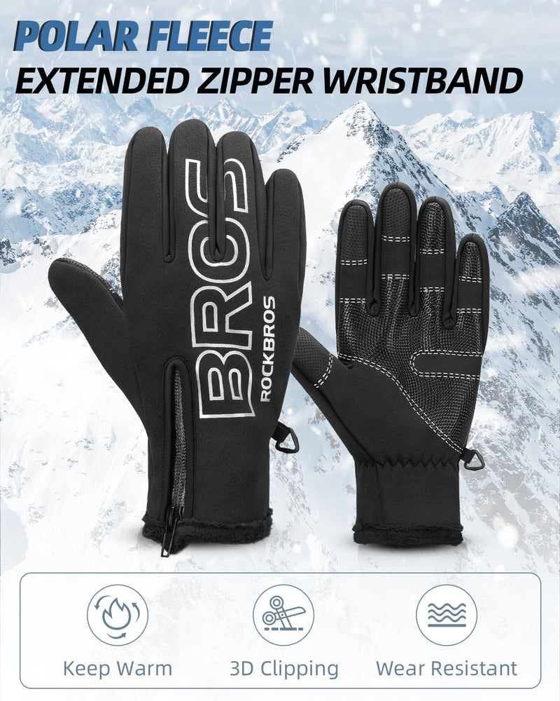 Load image into Gallery viewer, ROCKBROS Winter Cycling Gloves, Water-Resistant, Touch Screen, Anti-Slip Full Finger Gloves
