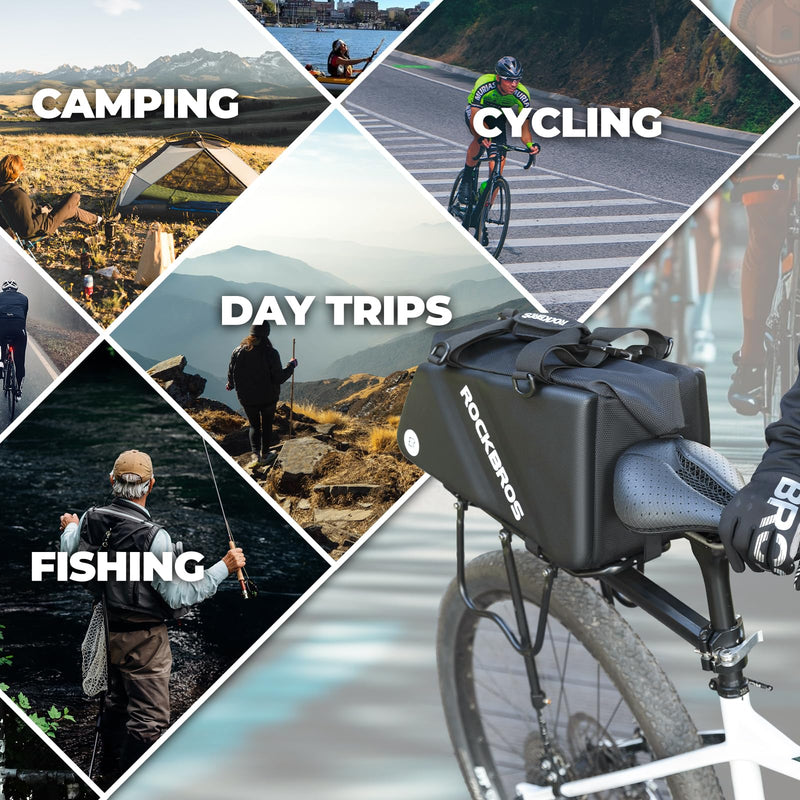 Load image into Gallery viewer, ROCKBROS Bike Trunk Bag Top Expandable Rear Rack Bag, EVA Hard Shell

