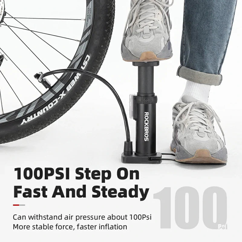 Load image into Gallery viewer, Mini Portable Aluminum Bike Floor Pump with Presta and Schrader 100PSI
