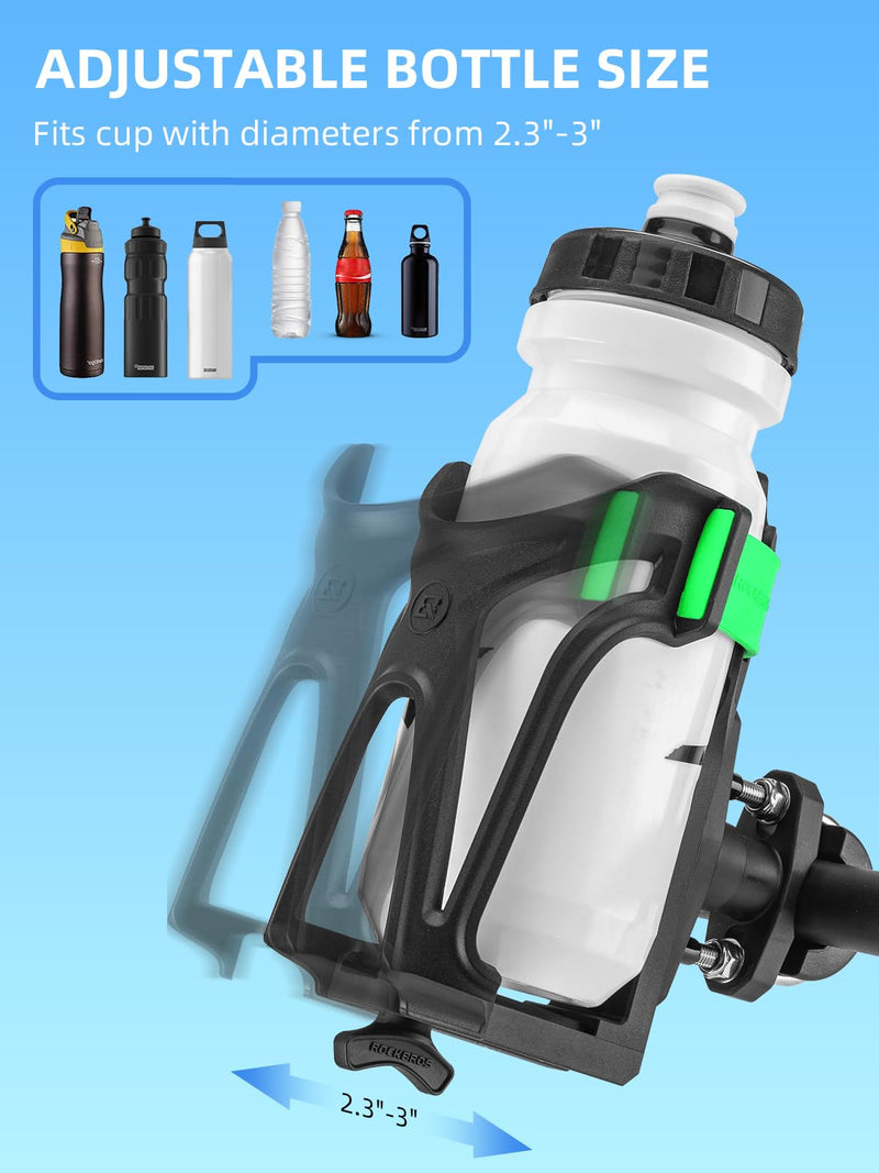 Load image into Gallery viewer, ROCKBROS Adjustable Water Bottle Holder for 2.3-3" Bottles, Bike &amp; Motorcycle Mount
