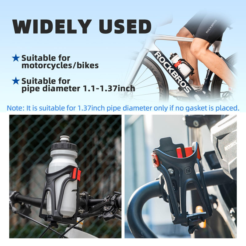 Load image into Gallery viewer, ROCKBROS Adjustable Water Bottle Holder for 2.3-3" Bottles, Bike &amp; Motorcycle Mount
