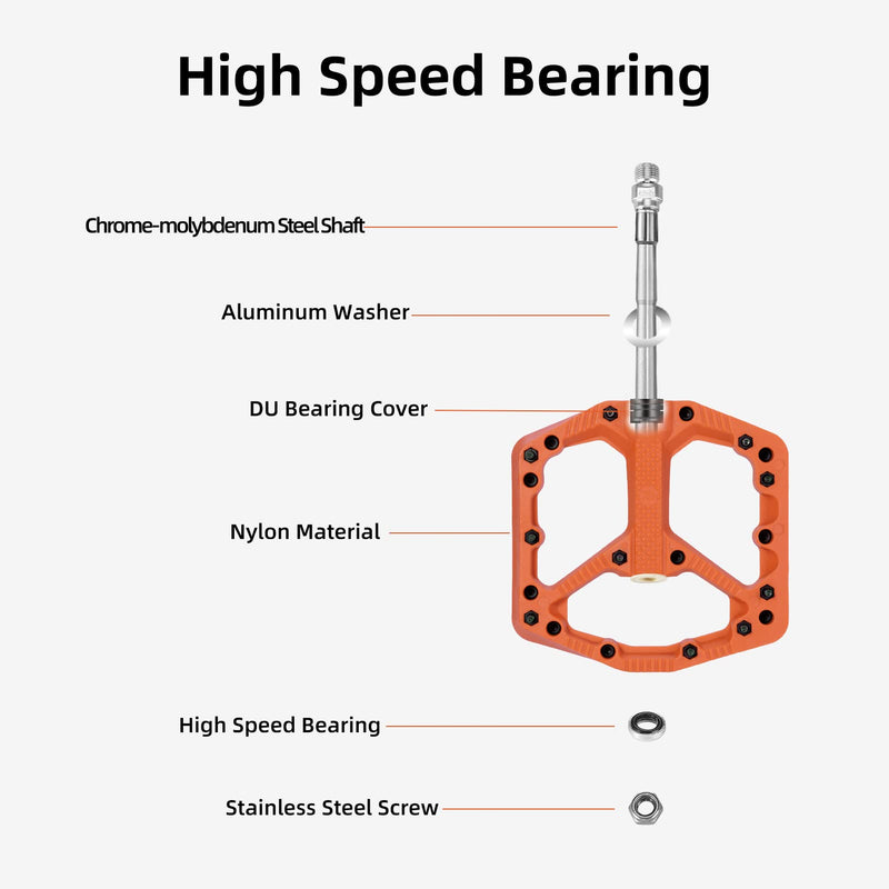 Load image into Gallery viewer, ROCKBROS Mountain Bike Pedals Flat MTB Pedals Nylon Fiber Bicycle Platform Pedals

