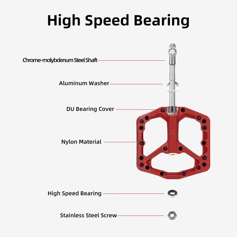 Load image into Gallery viewer, ROCKBROS Mountain Bike Pedals Flat MTB Pedals Nylon Fiber Bicycle Platform Pedals
