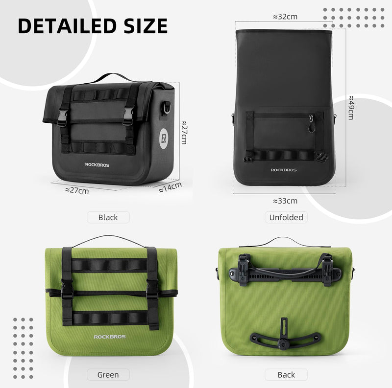Load image into Gallery viewer, ROCKBROS Bike Panniers 15L Waterproof Bike Rack Bag for Cycling Commuting
