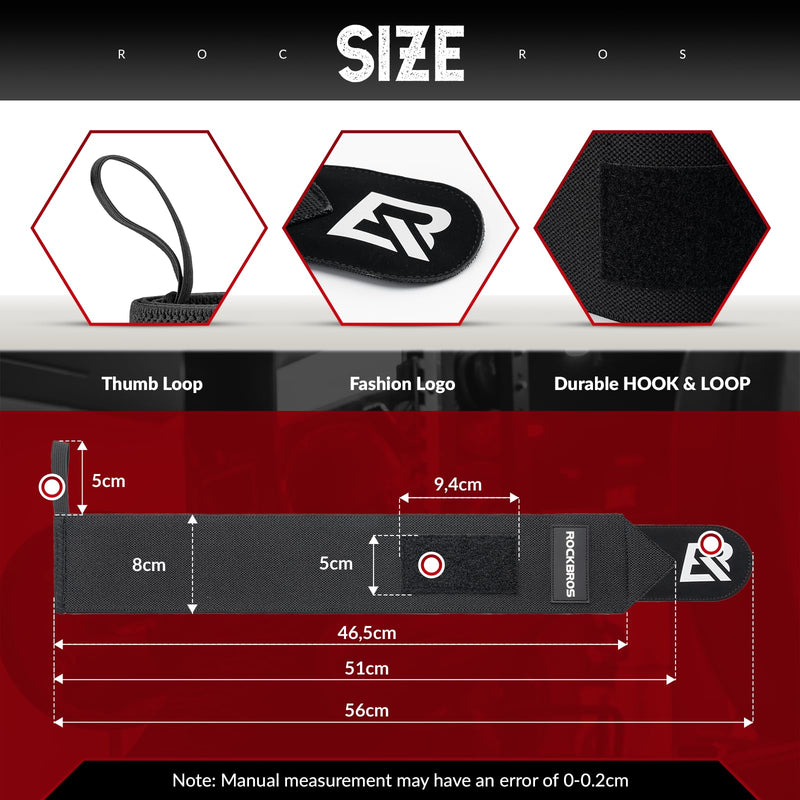 Load image into Gallery viewer, ROCKBROS 22” Wrist Wraps with Thumb Loop Premium Quality for Weightlifting
