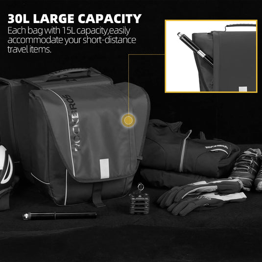 ROCKBROS 30L Bike Rear Rack Panniers Bags for Bicycles Waterproof