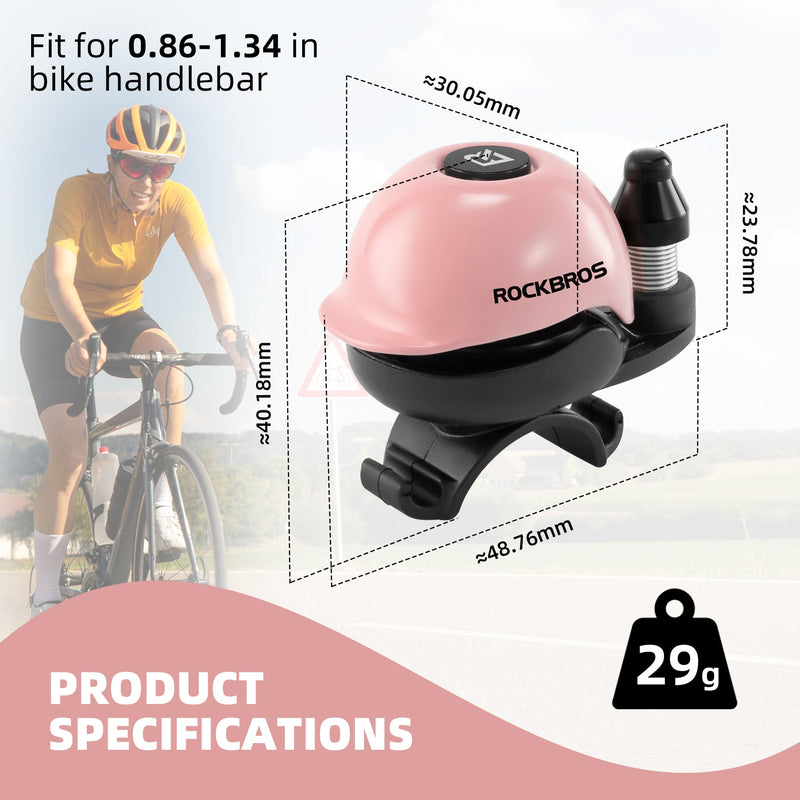 ROCKBROS 80DB Bike Bell Aluminum Alloy Helmet-Shaped Fits 22-34mm Handlebars, Yellow