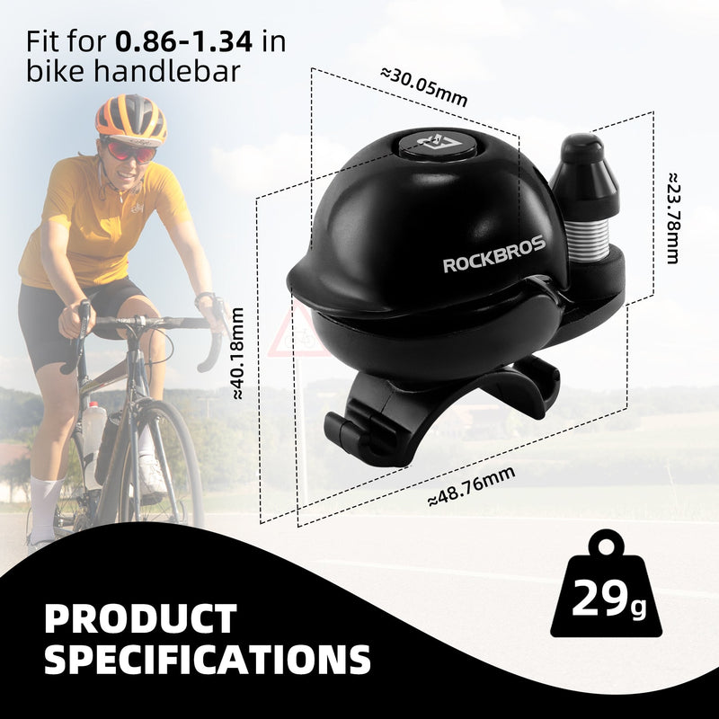 Load image into Gallery viewer, ROCKBROS 80DB Bike Bell Aluminum Alloy Helmet-Shaped Fits 22-34mm Handlebars
