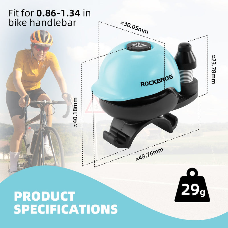 Load image into Gallery viewer, ROCKBROS 80DB Bike Bell Aluminum Alloy Helmet-Shaped Fits 22-34mm Handlebars
