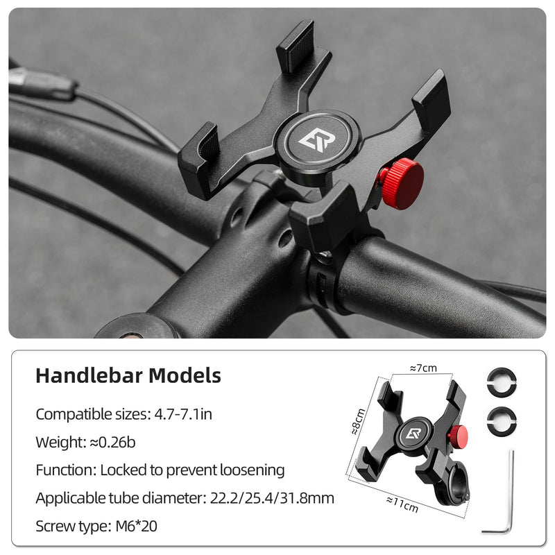 Load image into Gallery viewer, ROCKBROS Bike Phone Holder, Aluminum Handlebar Mount for 4.7-7.1" Phones
