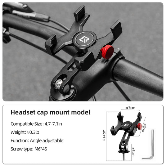 ROCKBROS Bike Phone Holder, Aluminum Handlebar Mount for 4.7-7.1" Phones