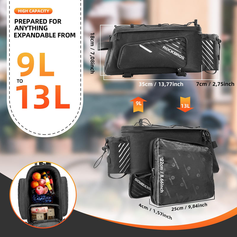 Load image into Gallery viewer, ROCKBROS Bike Rack Bag 13L Maximum Capacity
