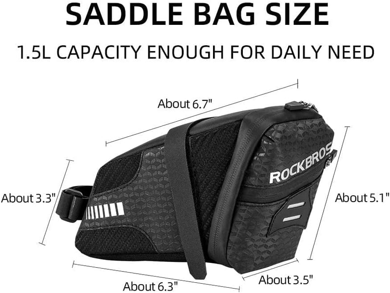 Load image into Gallery viewer, ROCKBROS Bike Saddle Bag Under Seat 1.5L Cycling Accessories Storage Pouch
