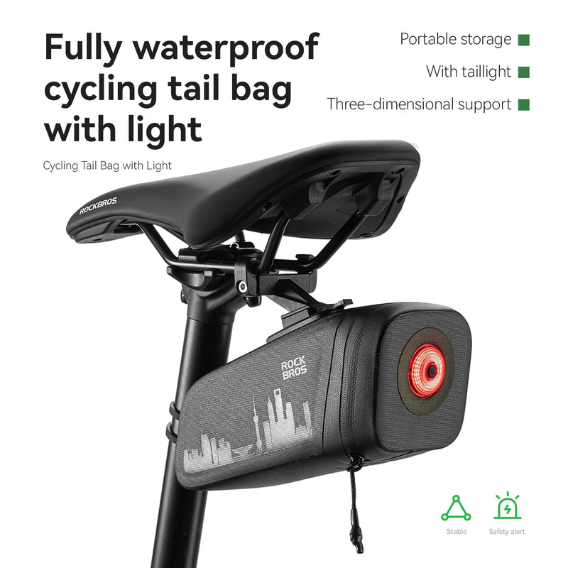 Load image into Gallery viewer, ROCKBROS Bike Saddle Bag Waterproof with Brake Sensor Tail Light
