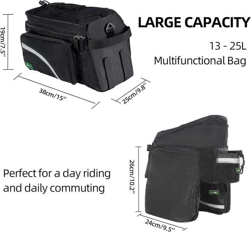Load image into Gallery viewer, ROCKBROS Bike Trunk Bag 13L-25L Bike Rear Rack Bag

