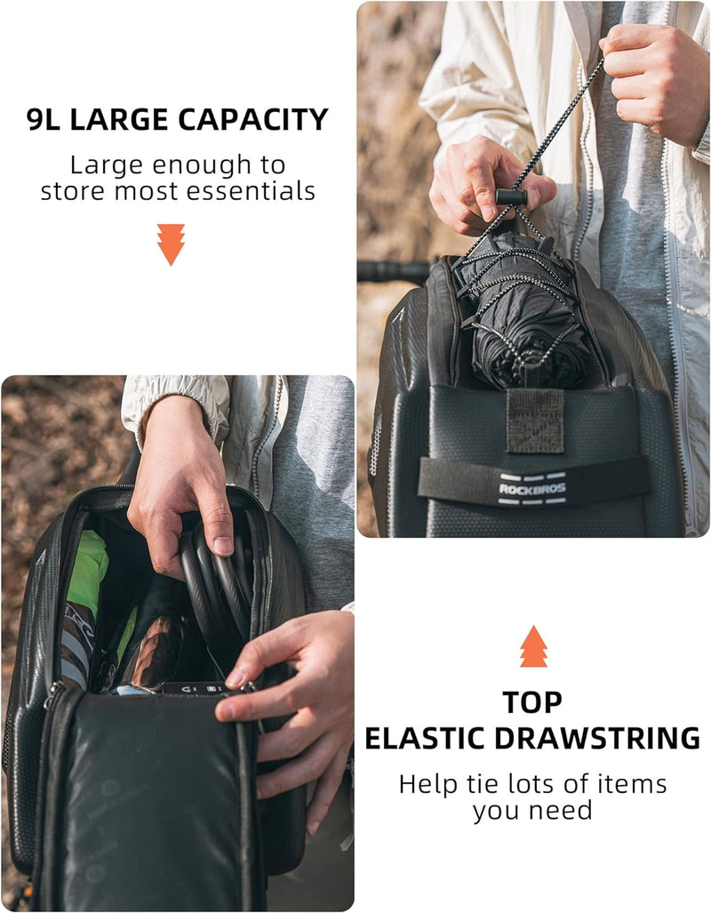 Load image into Gallery viewer, ROCKBROS Hard Shell Bike Rack Bag Waterproof 9L Capacity with Shoulder Strap
