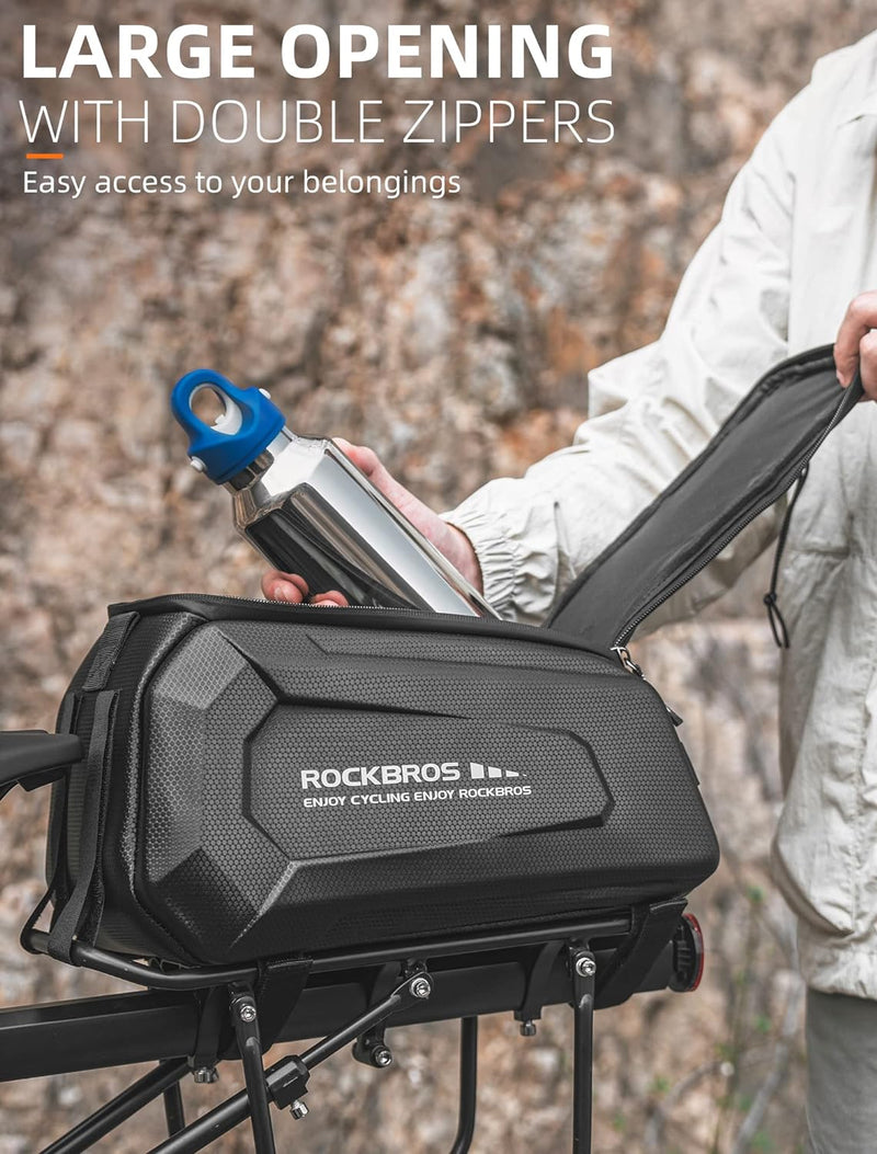 Load image into Gallery viewer, ROCKBROS Hard Shell Bike Rack Bag Waterproof 9L Capacity with Shoulder Strap
