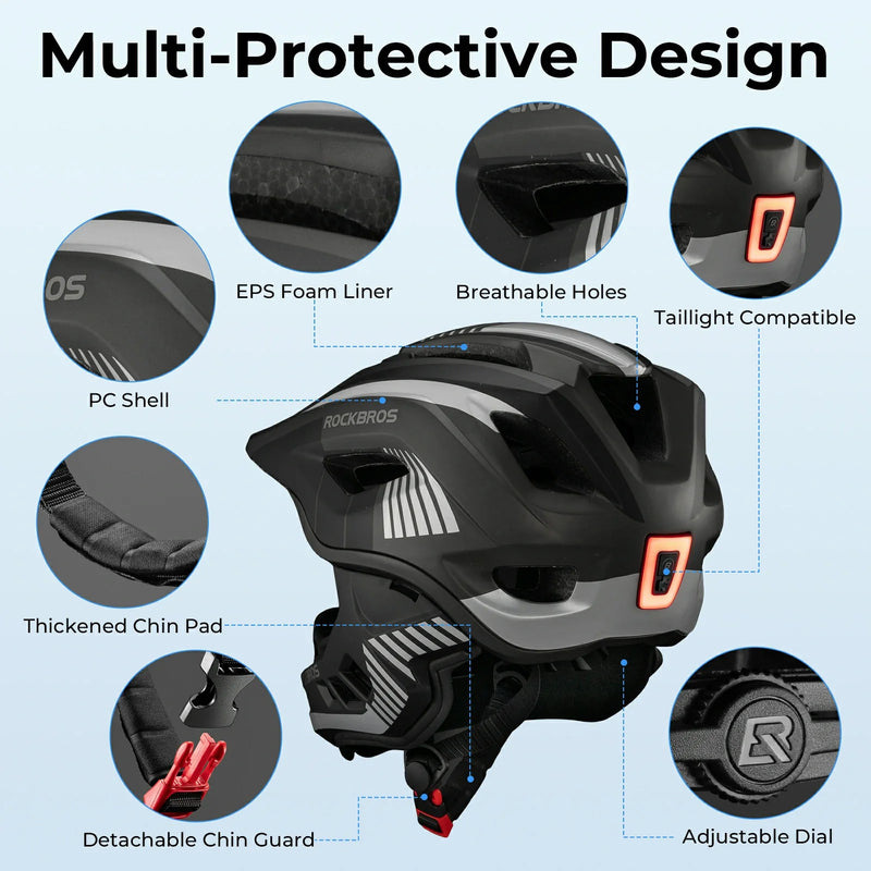 Load image into Gallery viewer, ROCKBROS Kids Full Face Helmet Detachable for Youth Child Boys Girls Ages 3-16
