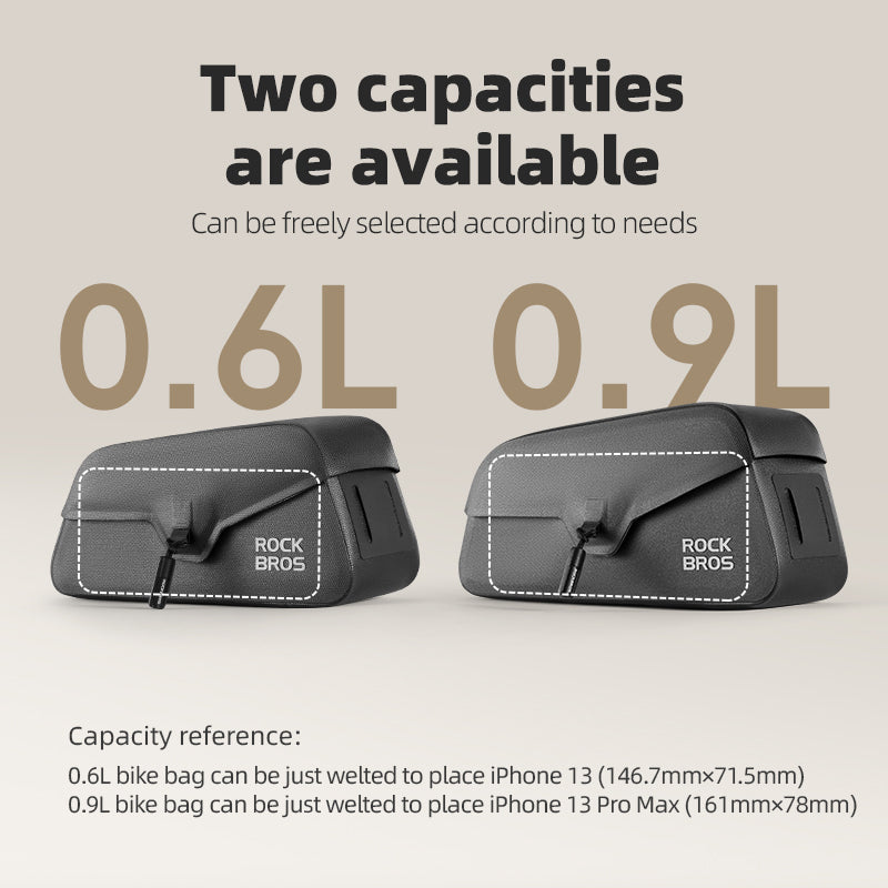 Load image into Gallery viewer, ROCKBROS Magnetic 100% Waterproof Bike Top Tube Frame Bag 0.6L/0.9L
