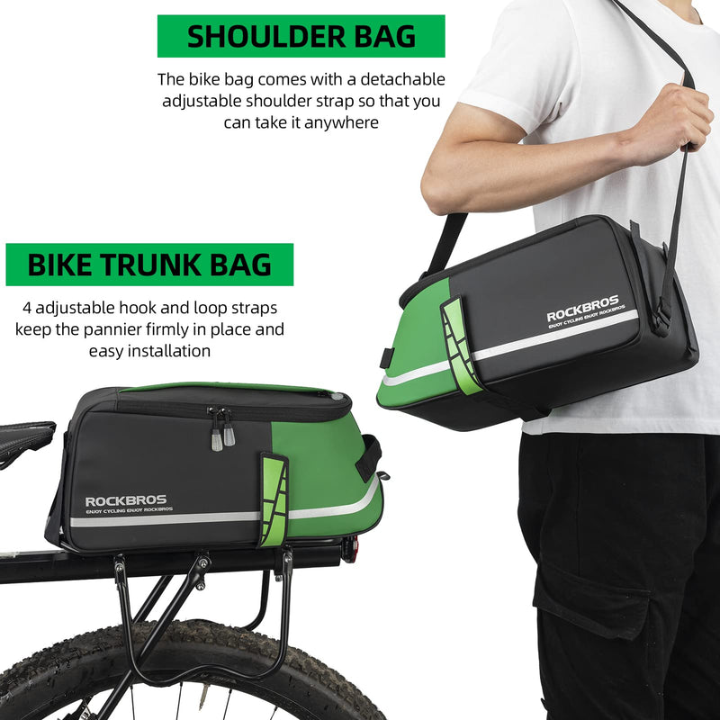 Load image into Gallery viewer, ROCKBROS Bike Rear Rack Bag Reflective Bicycle Saddle Bag Cycling Luggage Panniers with Shoulder Straps
