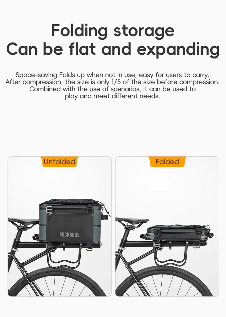 Load image into Gallery viewer, ROCKBROS Road to Sky Foldable Trunk Bag – 16.8L Expandable Bike Rack Bag
