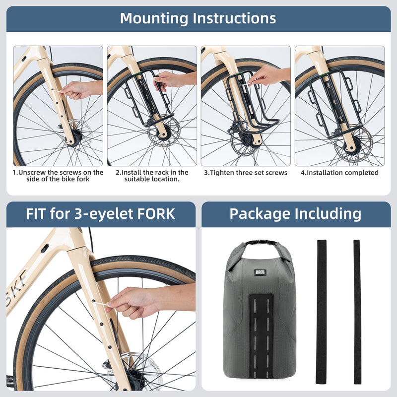 Load image into Gallery viewer, ROCKBROS Bike Waterproof 4L Front Fork Bag with Bike Rack
