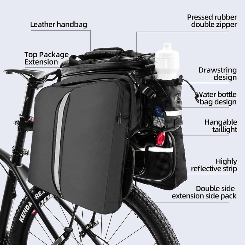 Load image into Gallery viewer, ROCKBROS Bike Rack Bag Waterproof Carbon Leather Rear Seat Cargo Pack 34L

