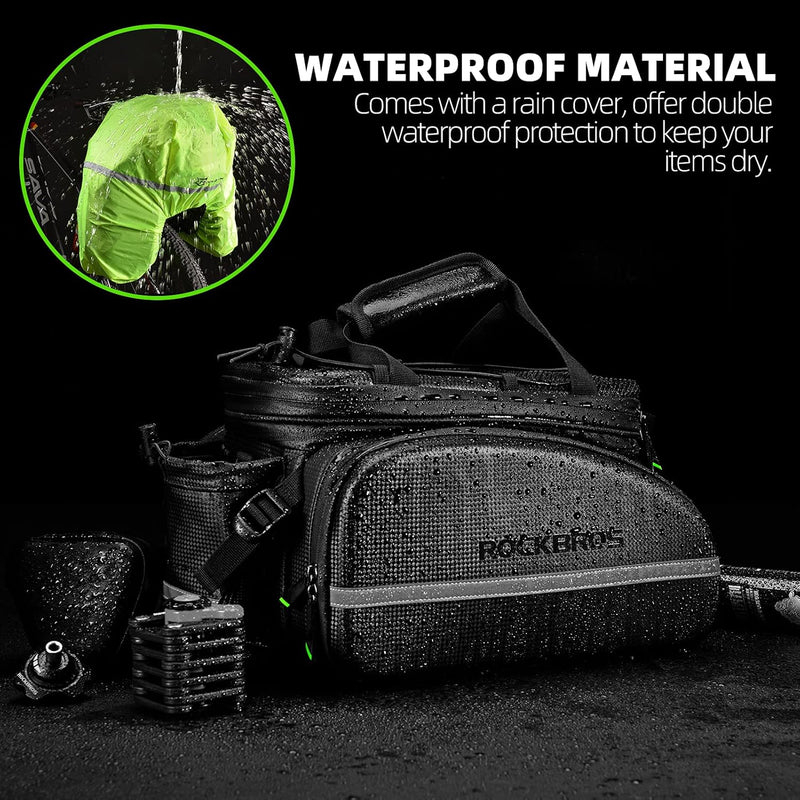 Load image into Gallery viewer, ROCKBROS Bike Rack Bag Waterproof Carbon Leather Rear Seat Cargo Pack 34L
