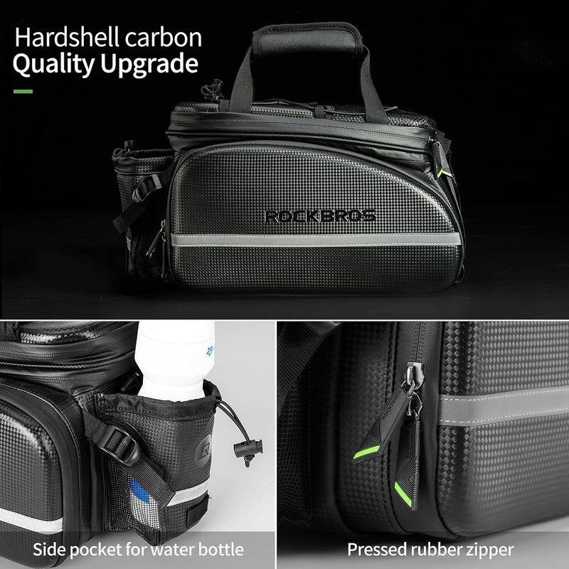 Load image into Gallery viewer, ROCKBROS Bike Rack Bag Waterproof Carbon Leather Rear Seat Cargo Pack 34L
