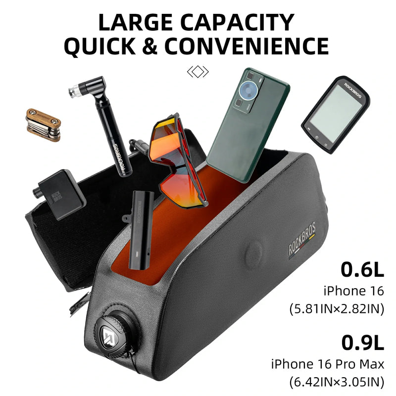 Load image into Gallery viewer, ROCKBROS Road To Sky 100%Waterproof Magnetic Bike Top Tube Frame Bag 0.6L/0.9L
