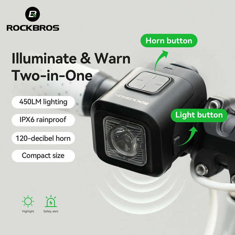 Load image into Gallery viewer, SKL01 Electric Bike Horn Front Light Horn and Light 2-in-1 450lm 2300mAh
