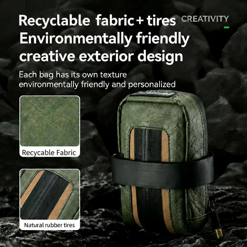 Load image into Gallery viewer, Sustainable Eco-Friendly Recycled Tire Bike Saddle Bag 0.4L ROAD TO SKY
