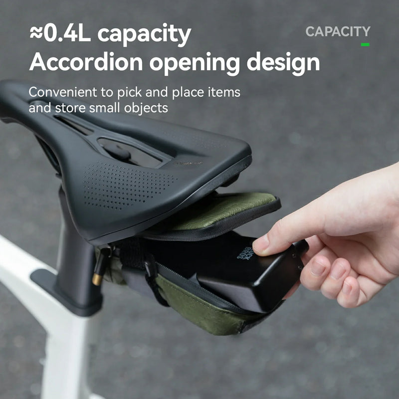 Load image into Gallery viewer, Sustainable Eco-Friendly Recycled Tire Bike Saddle Bag 0.4L ROAD TO SKY
